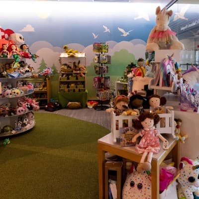 Photo of merchandise within the Children's Nebraska gift shop.