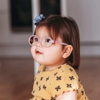 Young patient with new glasses.