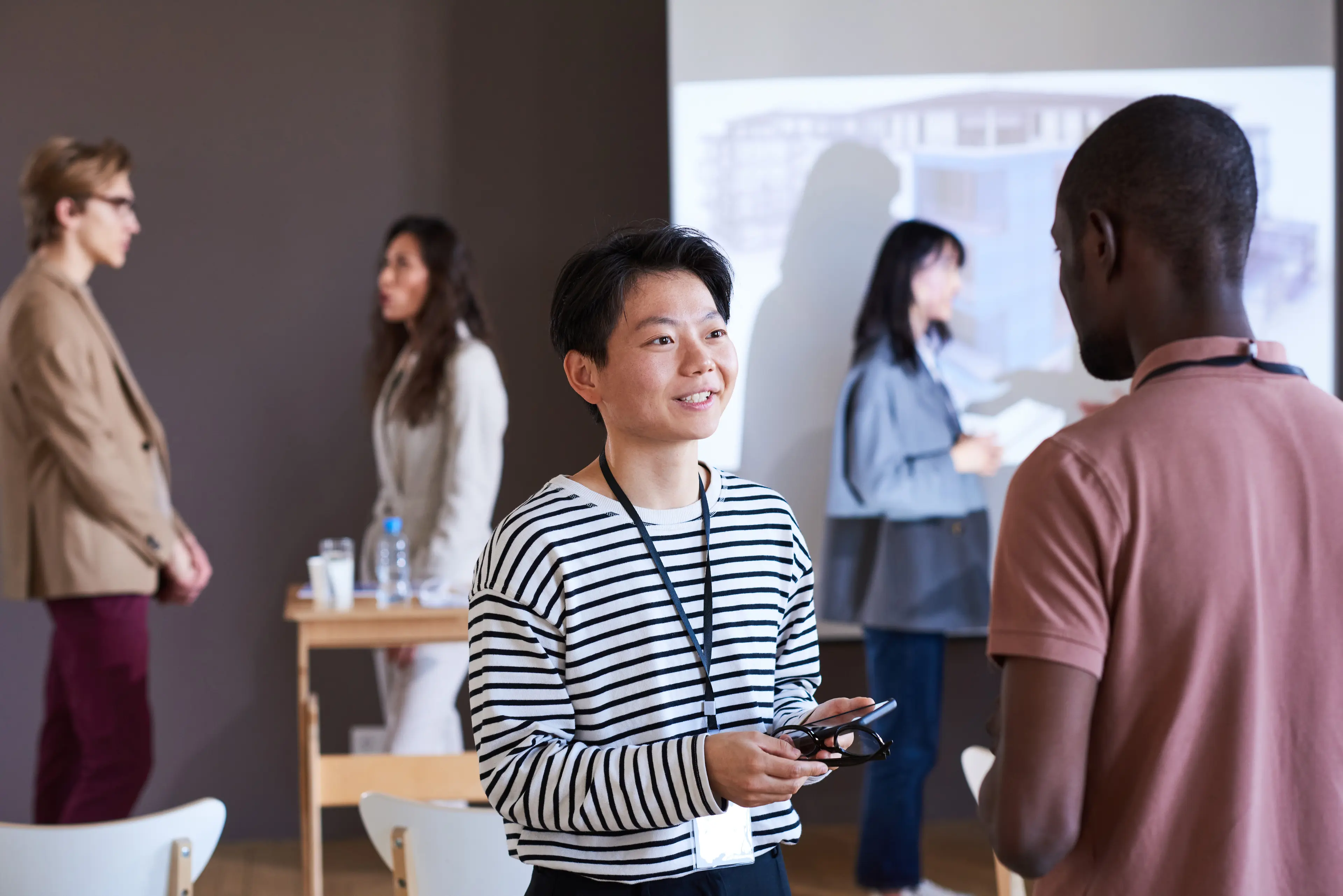 Two professionals talking