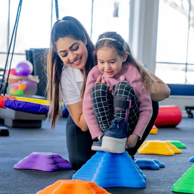 Young patient receiving rehabilitation services at Children's Nebraska.