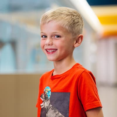 Happy patient smiling at camera.