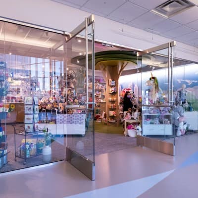 Photo of the Children's Gift shop within the main Children's Nebraska hospital lobby.