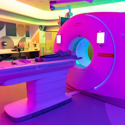 Infant during an MRI scan at Children's Nebraska.