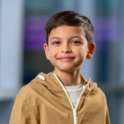 Happy patient smiling at camera.