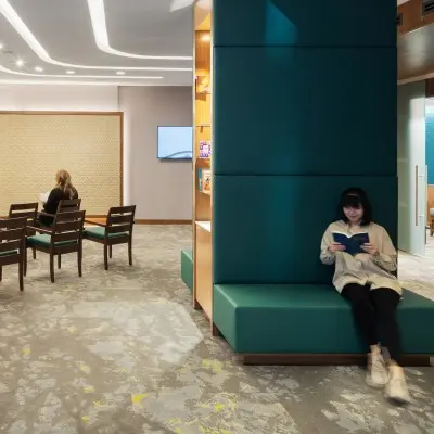 A picture of visitors inside the Children's Nebraska Chapel.