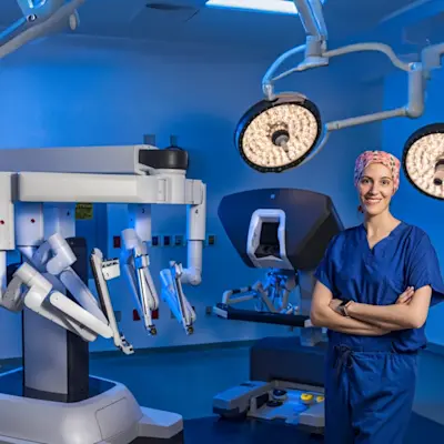 DaVinci robot in one of the Children's Nebraska operating rooms.