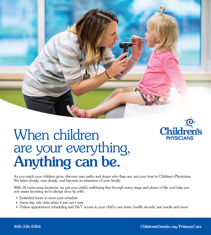 print ad showing doctor examining patient with words when children are your everything anything can be