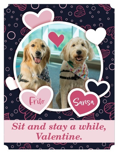 Valentine's Day card featuring Sansa and Frito